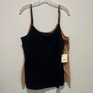 a.n.a  2 Tank Top Bundle, Black, Tan, Spaghetti Straps, Size XL